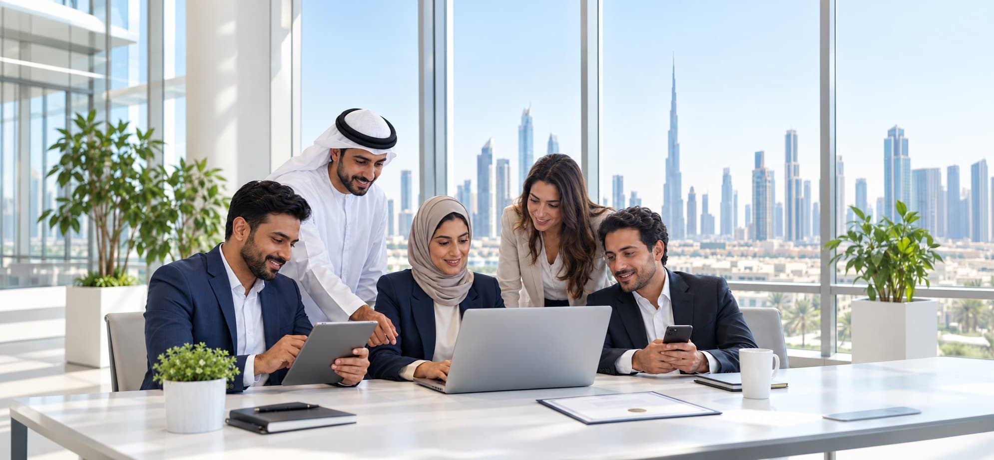 SME team learning together in a Dubai office, Education for All
